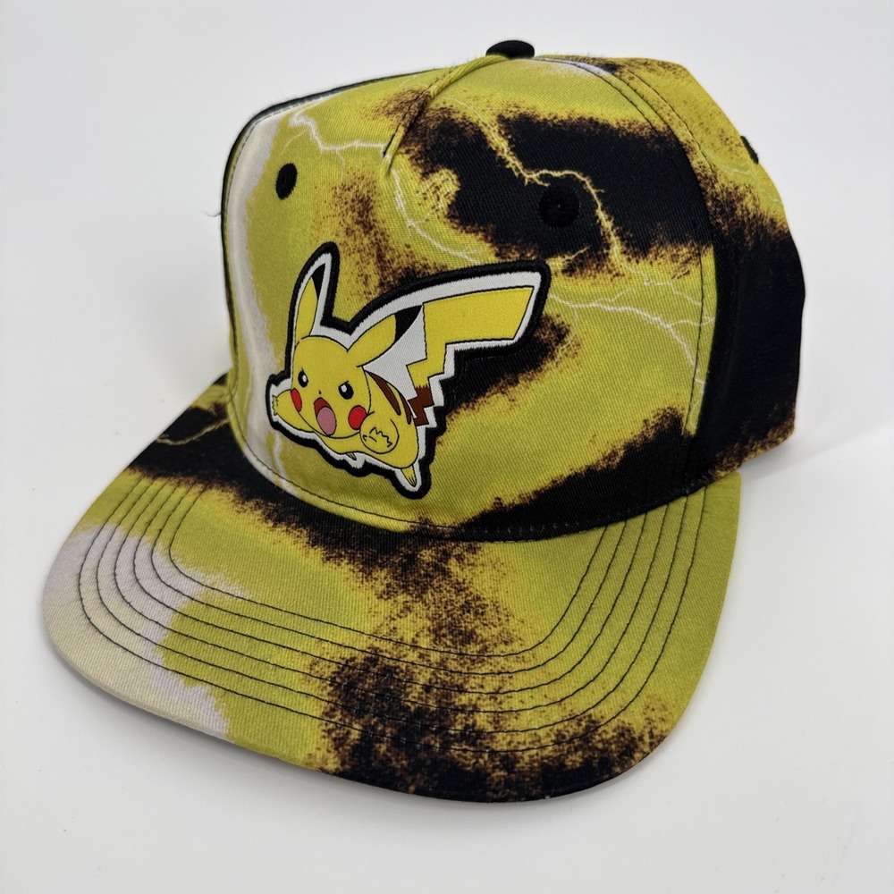 Pokemon Pikachu Adjustable Snapback Hat Yellow Black Lightning Game Freak 2022